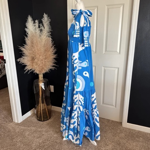 Sheridan French Kelly Maxi Dress in Blue Ink Dot 
size Small - Picture 8 of 12